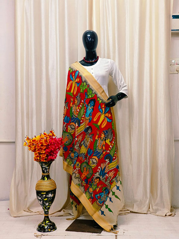 Bangalore Silk Kalamkari dupattas